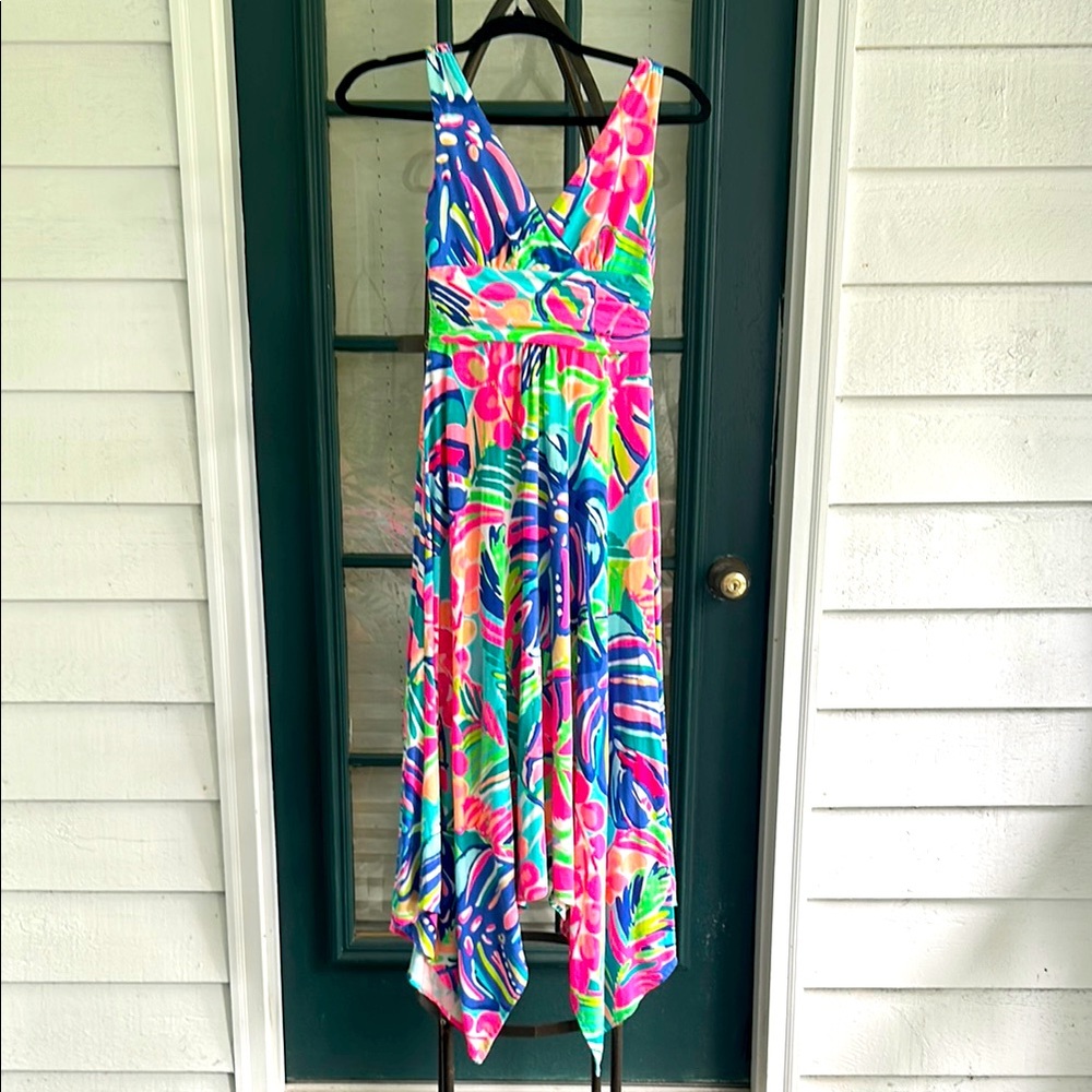 Lilly Pulitzer Sloan Sleeveless Midi Dress in Tropical Flora Pink XXS